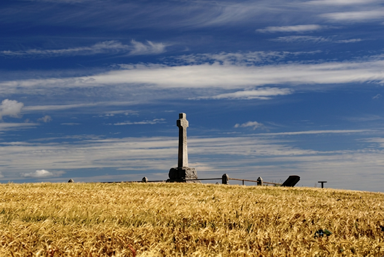 The memorial cross on Flodden Field